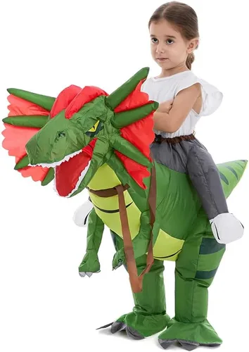 Vista 2 de HSCTEK: disfraz inflable de dinosaurio para niños y niñas Dilofosaurio