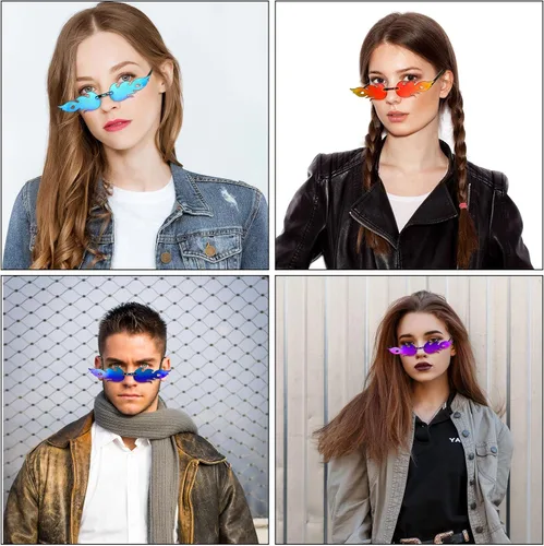 Vista 4 de EBOOT 8 pares de lentes de fuego de llama sin montura para mujeres y hombres, verano, playa, boda, novia, decoración de despedida de soltera, 8