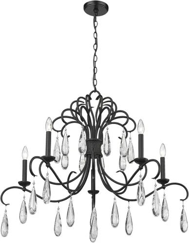 Vista 4 de Z-Lite Lámpara de araña Amara 3039-38MB, 5 luces, 300 vatios en total, negro mate