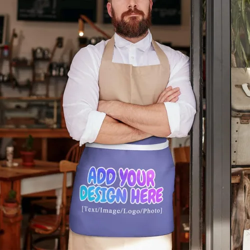 Vista 226 de AXKEUDO Delantal personalizado con bolsillos, delantales de cintura para camarera para cocinar en casa, restaurante, servir trabajo