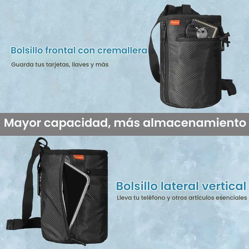 Vista 2 de MoKo Rock Climbing Chalk Bag, Bouldering Chalk Pot Bucket with Adjustable Belt & Carabiner Drawstring Climbing Gear for Rock Climbing Weight Lifting