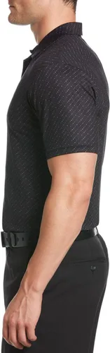 Vista 3 de Callaway Polo de golf de manga corta con rayas finas para hombre, Caviar Chevron