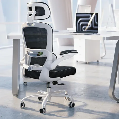 Vista 14 de TRALT Silla ergonómica de oficina, silla de escritorio con reposacabezas ajustable, silla de computadora de soporte lumbar, silla cómoda de malla