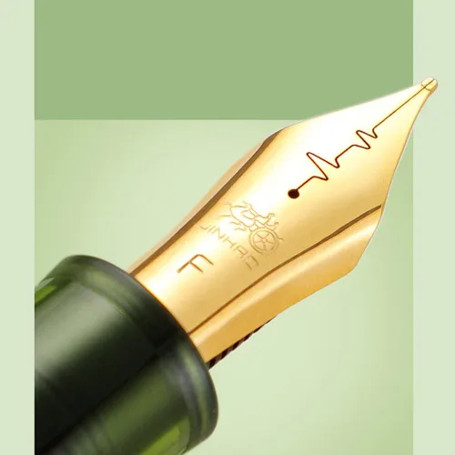 Vista 4 de Jinhao 9019 - Pluma estilográfica acrílica, punta de latido del corazón de 0.020 in con convertidor de tinta, bolígrafo de escritura suave de diseño