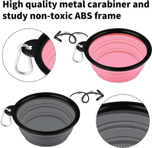 Vista 5 de COOYOO Cuenco plegable para perros, paquete de 2 cuencos plegables para agua para perros y gatos, plato portátil para alimentación de mascotas