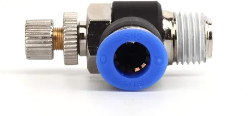 Vista 3 de SNS Empuje de la válvula de control de flujo de aire del codo de 90 grados para conectar la válvula de control de velocidad de ajuste 1/2 "tubo OD x
