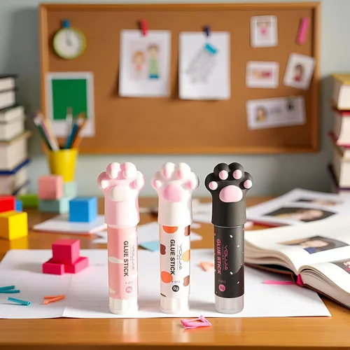 Vista 8 de 3 piezas de color aleatorio garra de gato lindo pegamento palo kawaii papelería vinculación herramienta escuela oficina suministros de una pieza