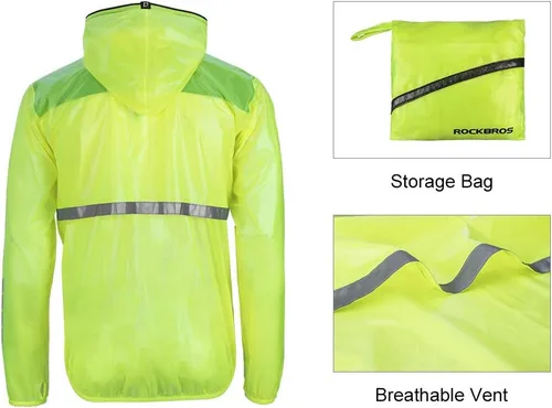 Vista 5 de ROCKBROS Chaqueta de lluvia de ciclismo para hombre, pantalones de ciclismo 100% impermeable, traje de ciclismo transpirable, pantalones para lluvia