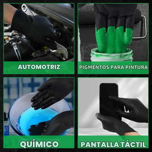 Vista 6 de FINITEX Disposable Nitrile Diamond Texture Black 8mil Mechanic Gloves