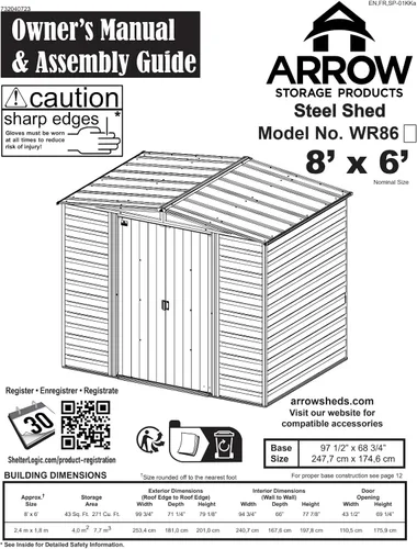 Vista 7 de Arrow Woodridge - Caseta de almacenamiento de acero con hastial bajo, café/madera