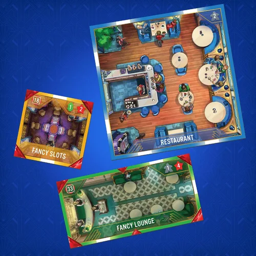 Vista 3 de Renegade Game Studios: Vegas Showdown Juego de mesa de estrategia, juego de construcción de casino de Las Vegas, mayores de 14 años, 3-5 jugadores