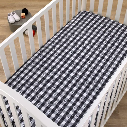 Vista 2 de Everything Kids Disney Mickey Mouse - Sábana bajera ajustable de poliéster para cuna, color negro, blanco y gris