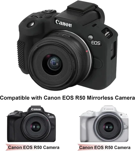 Vista 2 de BOVKE Funda protectora de silicona para cámara Canon EOS R50 sin espejo, funda suave para cámara Canon EOS R50, funda de video para vlogging, funda