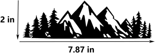 Vista 2 de Calcomanía de vinilo con diseño de árbol de montaña de nieve, calcomanía con logotipo de tronco (negro)