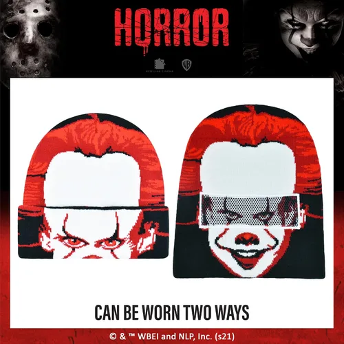 Vista 4 de Concept One Stephen King's IT Pennywise - Gorro de invierno enrollable, color negro, talla única, Negro