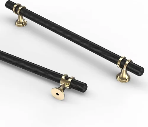 Vista 14 de Asidrama - Paquete de 10 manijas para gabinete de cocina de 3 pulgadas (76mm) de color negro mate y bronce champán, tiradores para gabinete