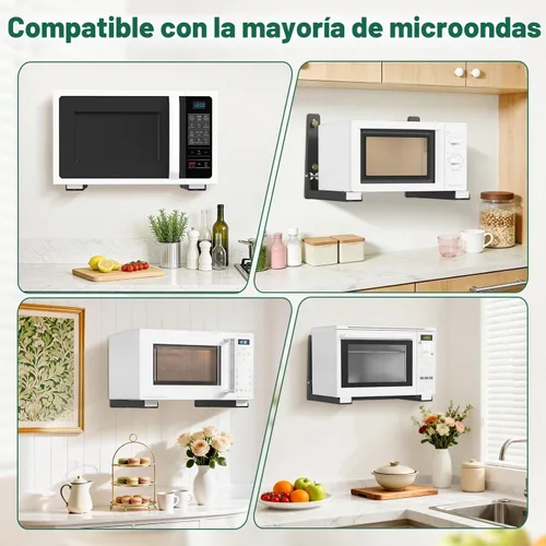 Vista 8 de EsLuker.ly - Horno de microondas universal de acero inoxidable, montaje en pared, color negro