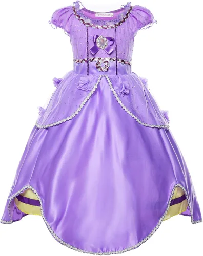 Vista 2 de JerrisApparel Disfraz de princesa para niñas hasta el suelo para fiesta de cumpleaños
