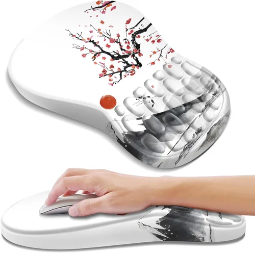 Vista 23 de YIWEI Alfombrilla de mouse ergonómica con soporte para muñeca, alfombrilla de mouse de espuma viscoelástica de gel para teclado de computadora