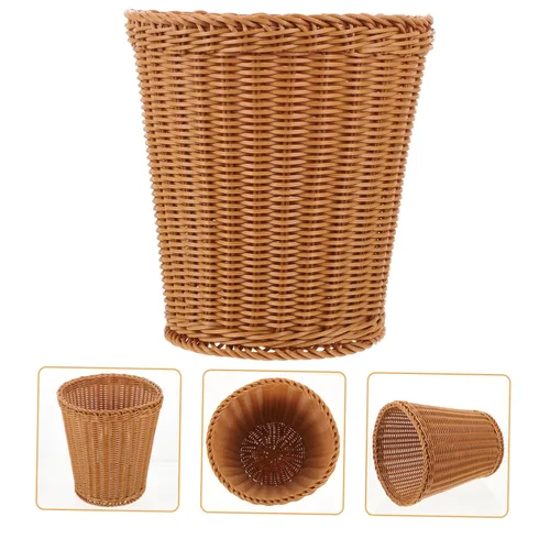 Vista 6 de LABRIMP Cesta de basura plástica tejida organizador de almacenamiento Home Office Basket Willow