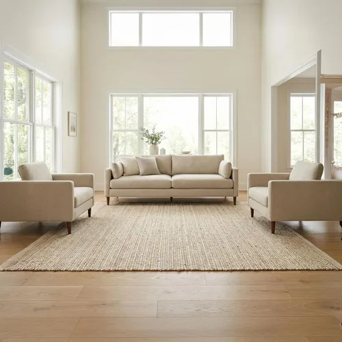 Vista 24 de RedEarth · Alfombra rectangular - 2'x3' de yute natural trenzada con respaldo antideslizante - Alfombra boho tejida a mano para dormitorio, cocina