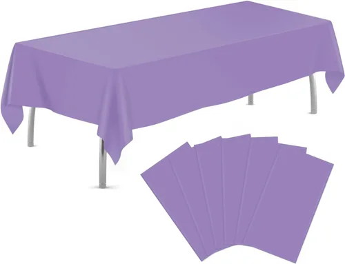 Vista 35 de tujol Paquete de 6 manteles de plástico de 84 pulgadas, manteles redondos desechables, manteles de plástico para fiestas