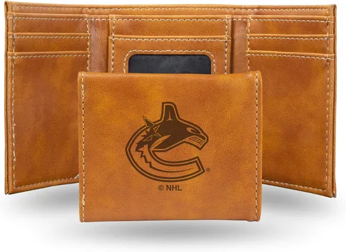 Vista 30 de NHL Rico Industries - Billetera triple grabada con láser y tres pliegues, accesorio para hombre