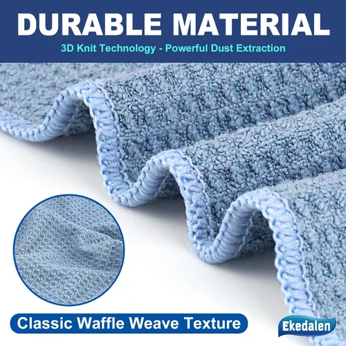 Vista 3 de Ekedalen Paño de limpieza de microfibra tejido de gofre para quitar el polvo, toalla absorbente de secado rápido, trapos de polvo para la cocina