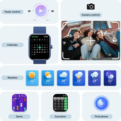 Vista 7 de Reloj inteligente para mujeres y hombres, reloj inteligente para iPhone y Android Bluetooth (respuesta/llamada) Alexa integrado, rastreador