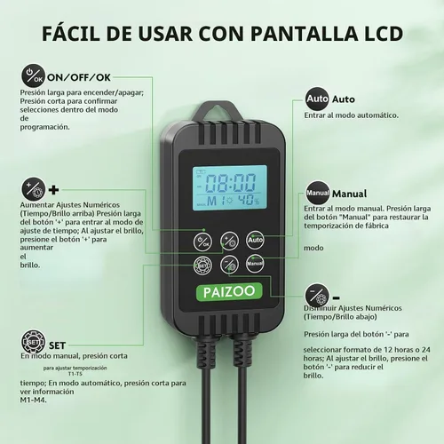Vista 6 de PAIZOO Luz LED UVB para reptiles 16" UVA UVB Reptile Light con controlador