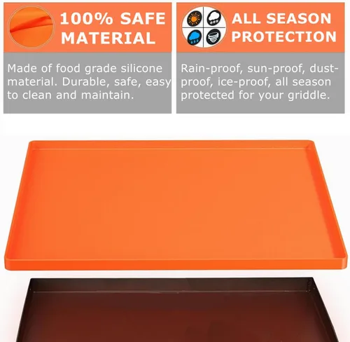 Vista 6 de Alfombrilla de 36 pulgadas para Blackstone, cubierta de plancha de silicona 100% de grado alimenticio con 2 esponjas para lavavajillas