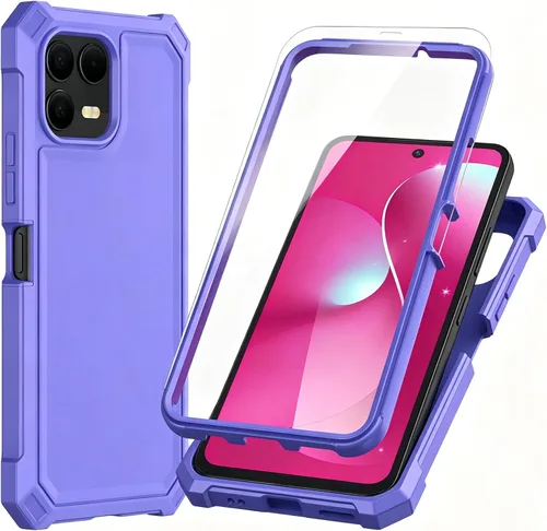 Vista 9 de Funda para T-Mobile Revvl 7 Pro 5G con protector de pantalla, protección de cuerpo completo, parte trasera de policarbonato suave, protección