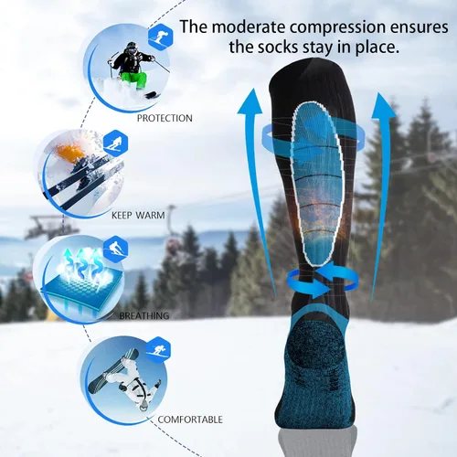 Vista 3 de Merino Wool Ski Socks Cold Weather Socks for Snowboarding Snow Winter Thermal Knee-high Warm Socks Hunting