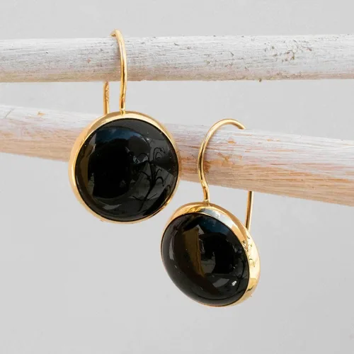 Vista 5 de Aretes de Piedras Preciosas de Oro de 14K - Aretes de Oro Sólido - Aretes de Oro de 14K para Mujeres - Aretes Llamativos - Aretes Colgantes de Oro