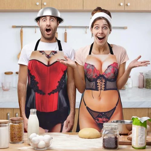 Vista 5 de Delantales Sexys para Mujeres Delantal Divertido de Cocina para Fiesta de Inauguración de Casa Intercambio de Regalos Broma de Navidad