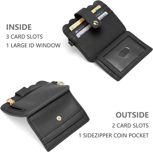Vista 2 de KNGITRYI Cartera llavero pulsera para mujer, delgado RFID tarjeta de crédito, monedero, borla llavero brazalete para hombres y mujeres