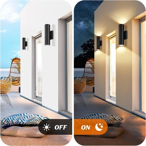 Vista 2 de GoBright Luces de pared al aire libre, cilindro integrado 12W LED arriba