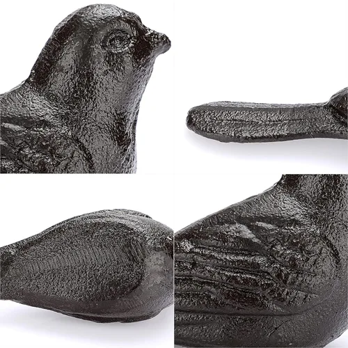 Vista 6 de Sumnacon 2 topes de puerta de hierro fundido para pájaros, tapones decorativos rústicos para puerta que evitan perforar agujeros, cuñas de puerta