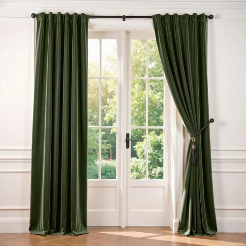 Vista 71 de Lazzzy - 2 paneles de cortinas opacas de terciopelo, con aislamiento térmico, muy suaves, lujosas, con bolsillo para cortinero, para dormitorio