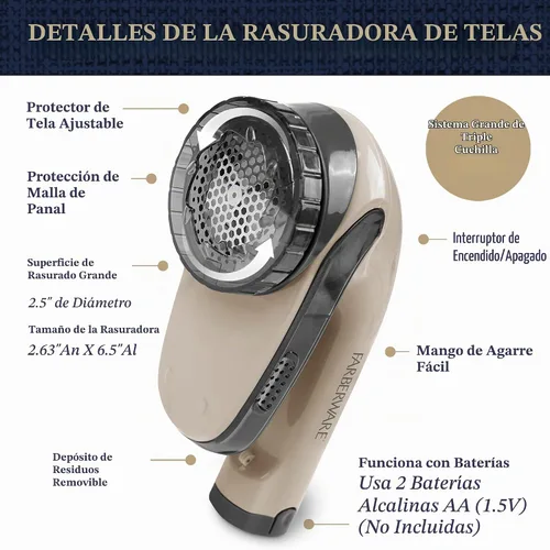 Vista 6 de Farberware - Afeitadora de tela y removedor de pelusa para ropa, grande, triple hoja