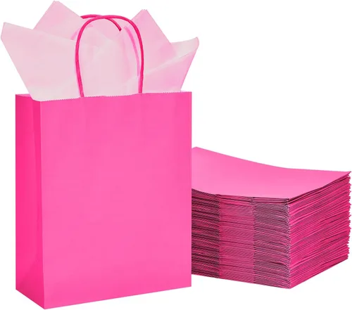 Vista 12 de DjinnGlory Paquete de 24 bolsas de regalo de papel azul turquesa de tamaño mediano con asas de 10 x 8 x 4 pulgadas y 24 papel de seda para Verde