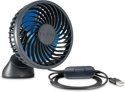 Vista 7 de Treva Ventilador de trípode de 5 pulgadas con luz incorporada y soporte de teléfono adjuntable, mini ventilador recargable de 3 velocidades