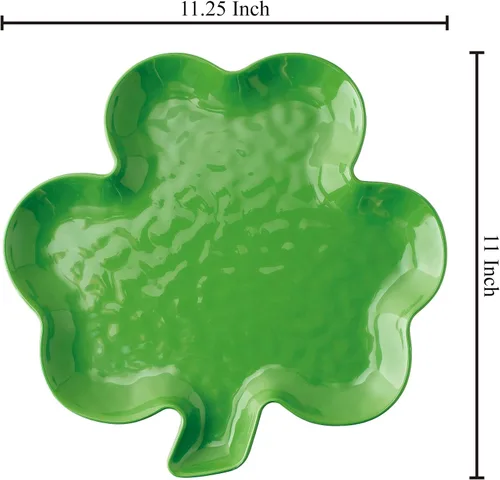 Vista 6 de UP Plato de melamina en forma de trébol, bandeja de fiesta del día de San Patricio, diseño de trébol festivo, para aperitivos, aperitivos y postres