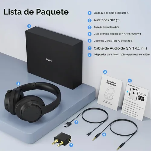 Vista 8 de Srhythm NiceComfort 15 (2.ª generación) Auriculares inalámbricos híbridos con cancelación de ruido, Bluetooth 6.0, con baja latencia, audio