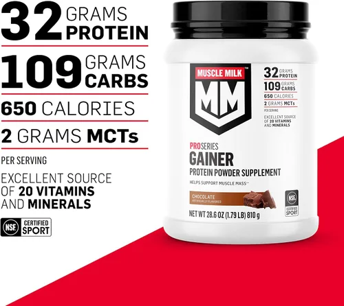 Vista 2 de Muscle Milk Gainer Proteína en Polvo, Chocolate, 32g Proteína, 5 Libras