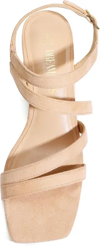 Vista 3 de DREAM PAIRS Sandalias de tacón grueso con tiras para mujer, sandalias de tacón bajo y puntera abierta, zapatos de fiesta