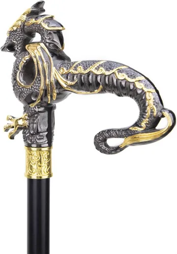 Vista 3 de Bastón de lujo dorado negro de lujo para caminar bastón decorativo de moda caballero elegante cosplay bastón perilla Crosier 36.6 in