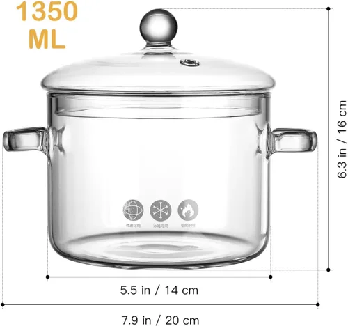 Vista 4 de DOITOOL Olla de sopa de vidrio con tapa, olla de cocina transparente de borosilicato para estufa, resistente al calor, cocina casera para fideos