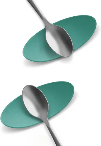 Vista 9 de Carrotez Soporte para cuchara de café de silicona, 2 piezas (0.2 x 1.6 x 3.74 pulgadas), soporte para cuchara flexible en forma de almendra