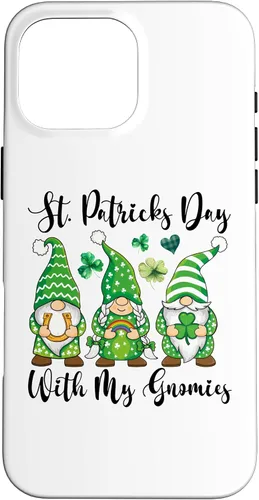 Vista 8 de iPhone 16 St Patricks Day Tee Shamrock Shirt Three Gnomies St Patricks Case